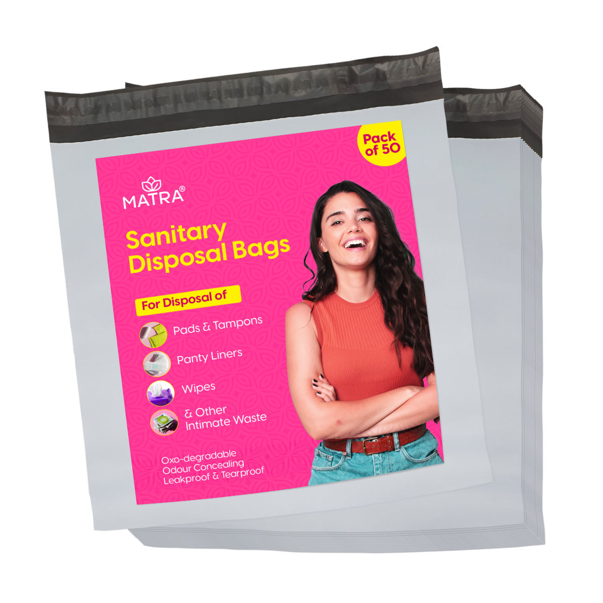 Matra Sanitary Disposal Bags - Discreet Disposable Oxo-Degradable Multiuse Pads & Intimate Seal Bags