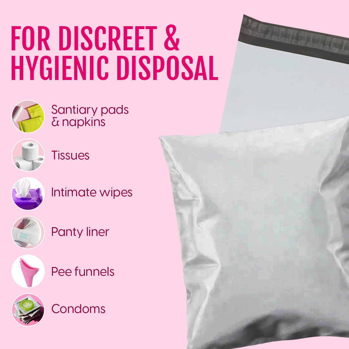 Matra Sanitary Disposal Bags - Discreet Disposable Oxo-Degradable Multiuse Pads & Intimate Seal Bags