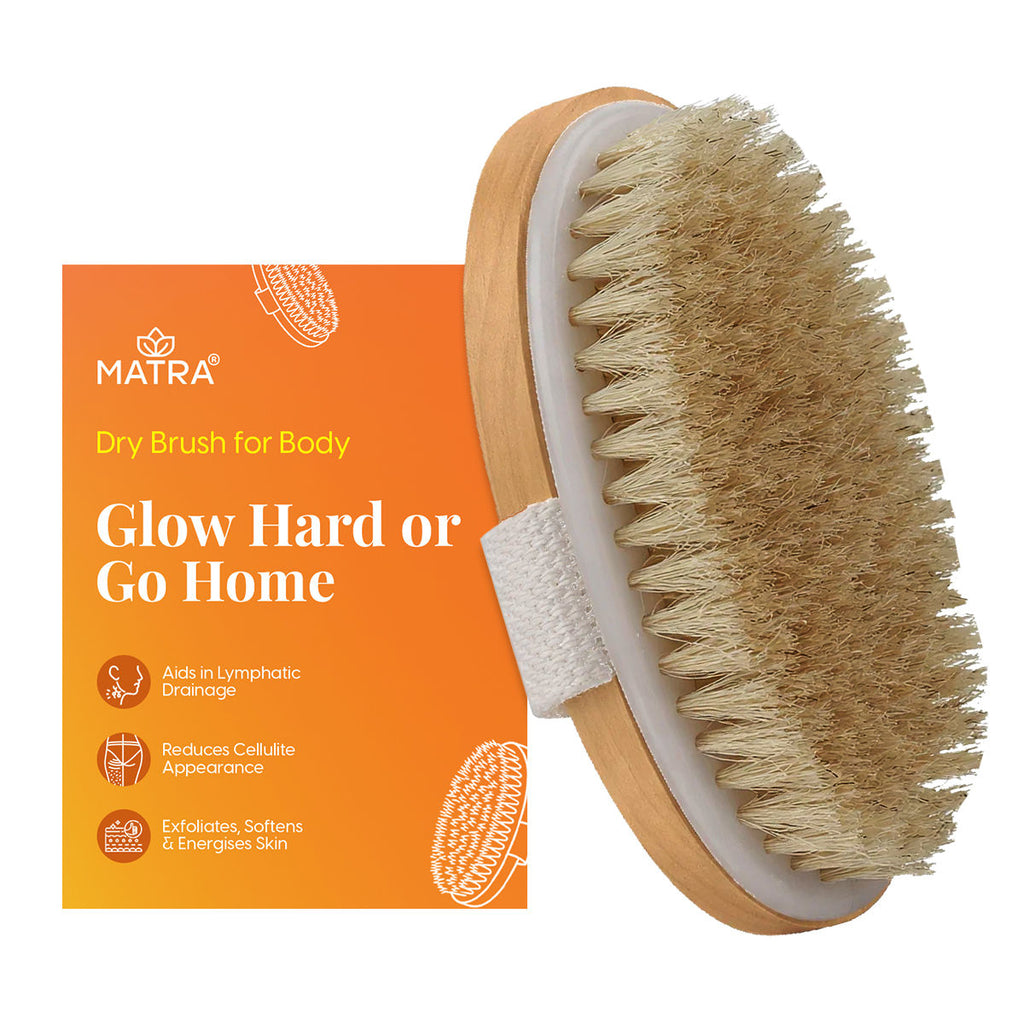 Matra Exfoliating Oval Dry Bath Brush Natural Wooden Body Scrubber for Lymphatic Drainage, Cellulite