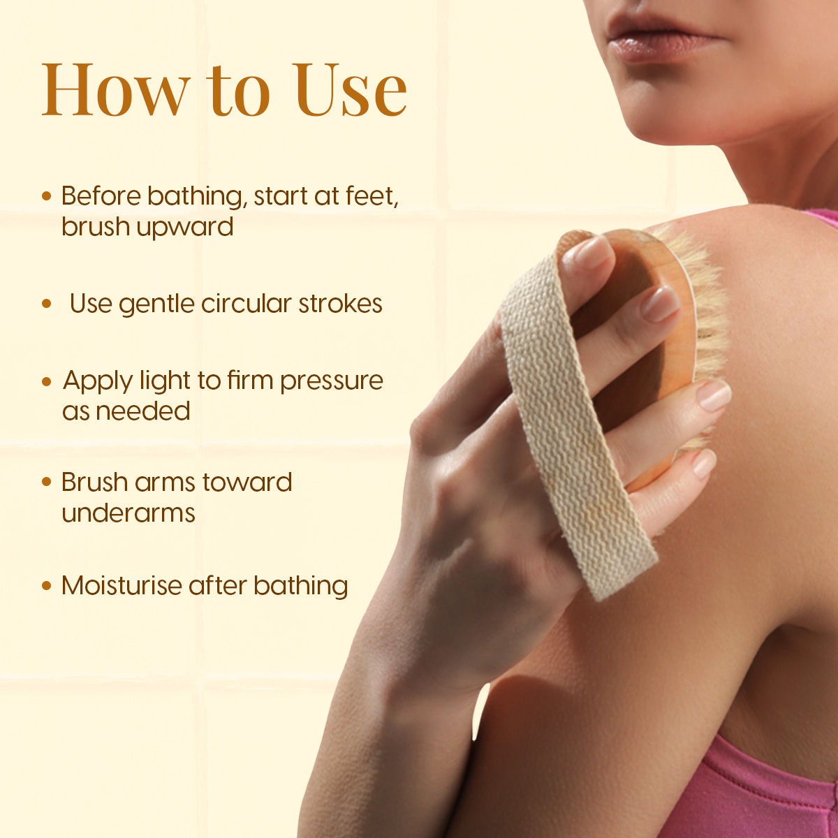 Matra Exfoliating Oval Dry Bath Brush Natural Wooden Body Scrubber for Lymphatic Drainage, Cellulite