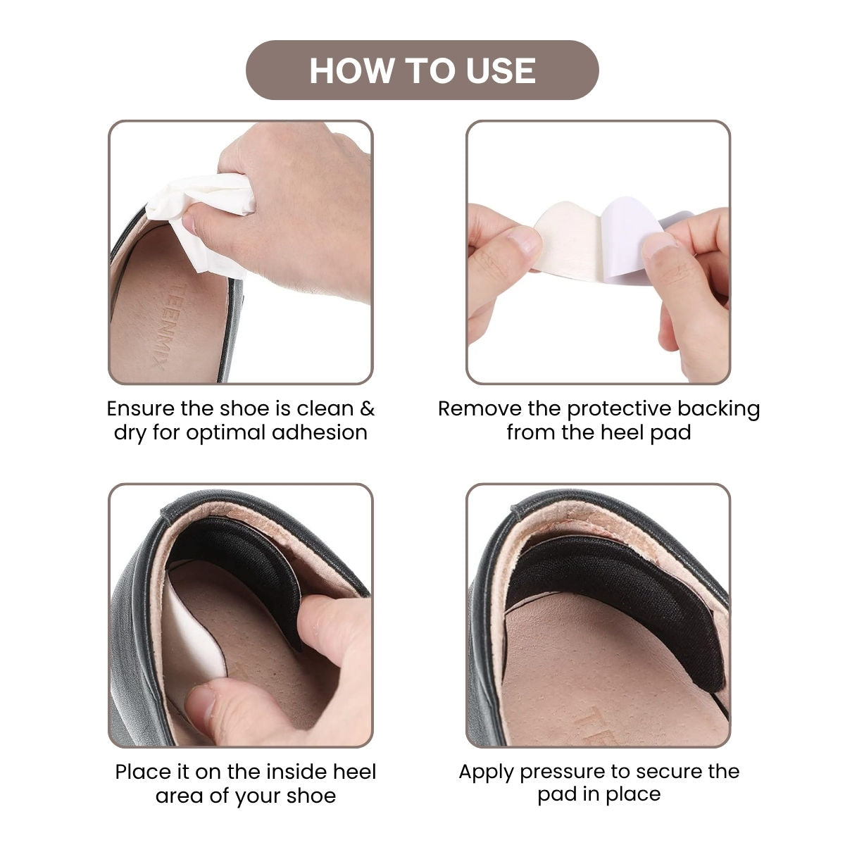 Matra Heel Liners Self-Adhesive Shoe Bite Protector Foam Pads Insole Inserts Cushion Strips in Black