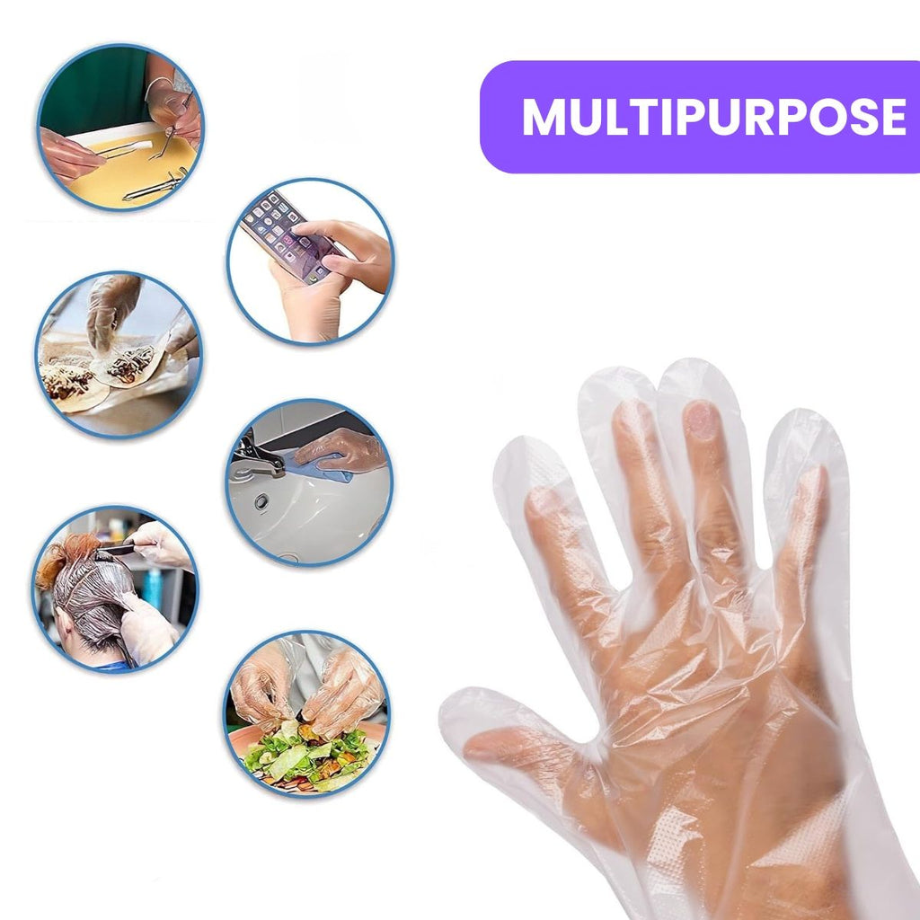 Matra Disposable Hand Gloves for Hair Dye Coloring Transparent Clear Plastic Multipurpose Free Size