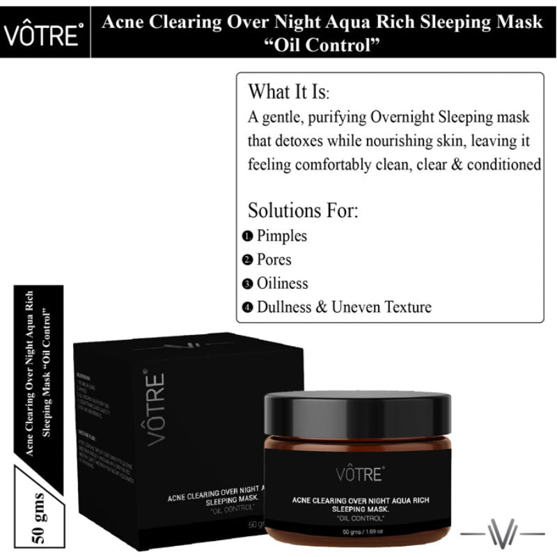 Votre Acne Clearing Over Night Aqua Rich Sleeping Mask Oil Control