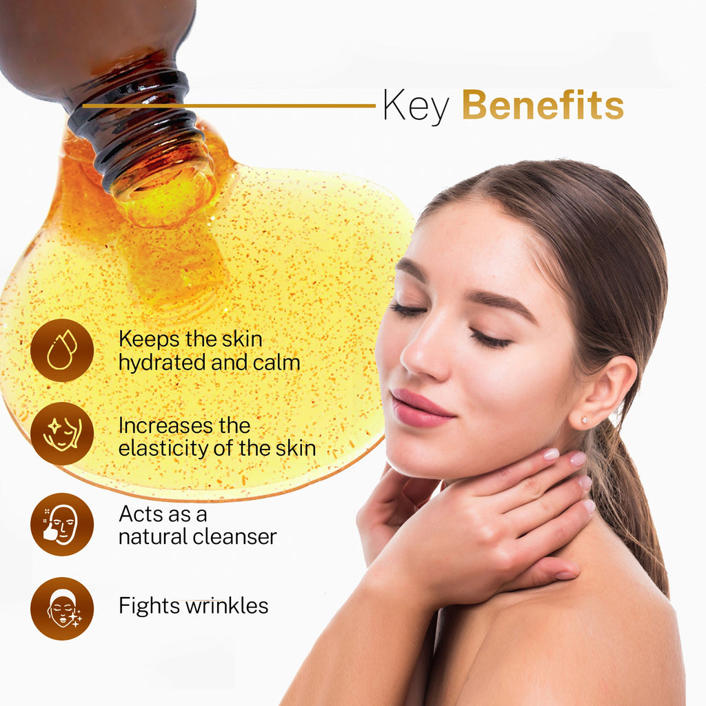 Love Earth 24K Gold Glass Face Oil for Skin Brightening Anti-Aging with Pure Essential Oils