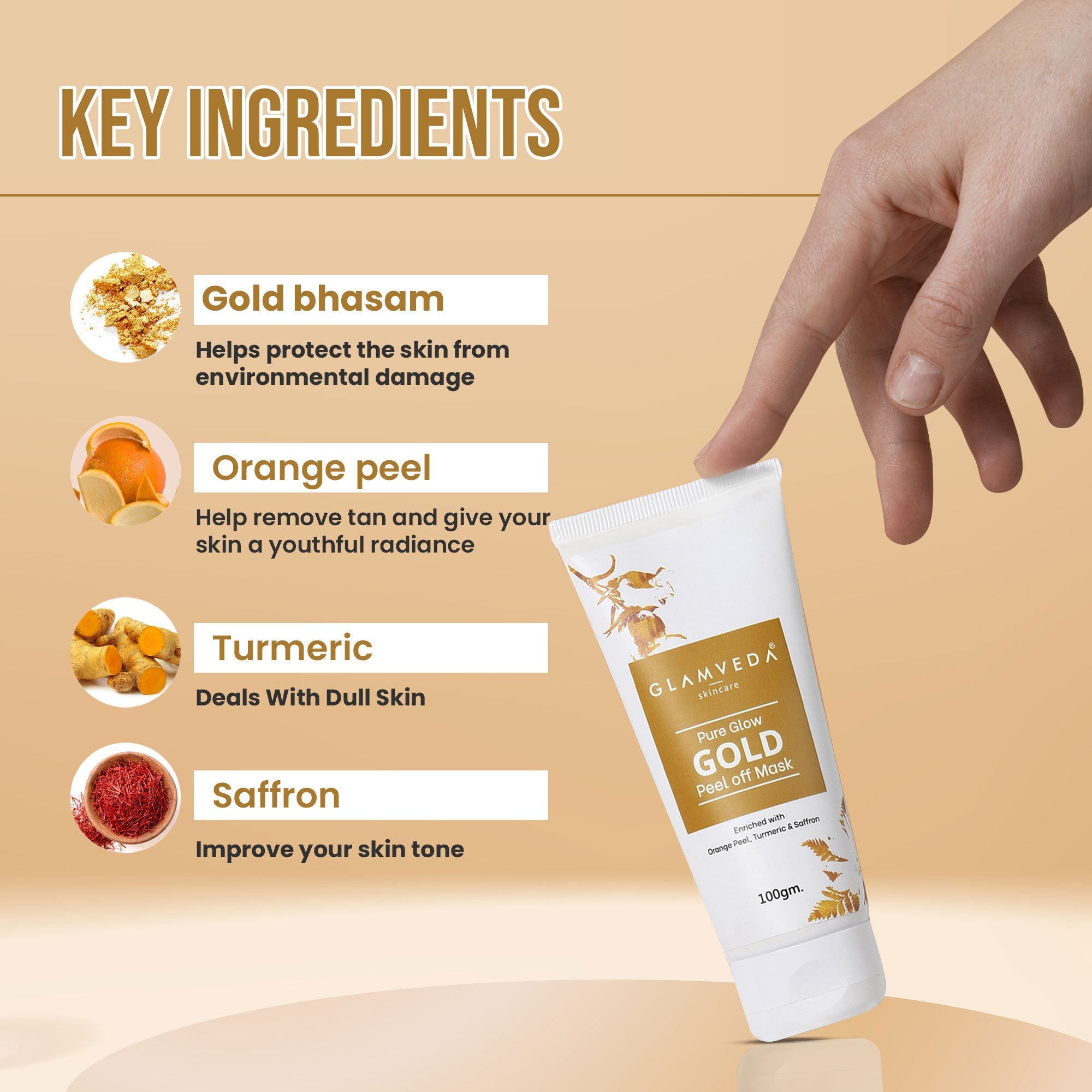 Glamveda Skincare Pure Glow Gold Peel Off Mask