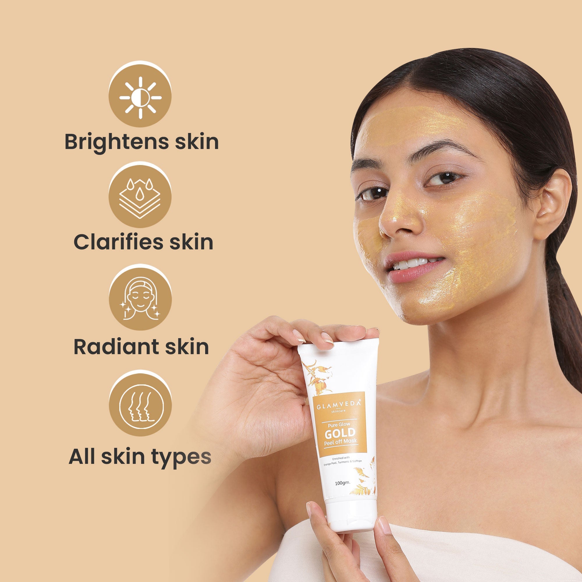 Glamveda Skincare Pure Glow Gold Peel Off Mask