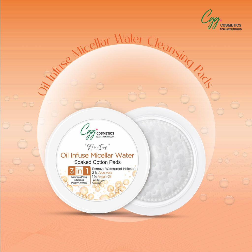 CGG Cosmetics Oil Infuse Micellar Cotton Pads (100) + Free Korean Makeup Remover Pads (Small)