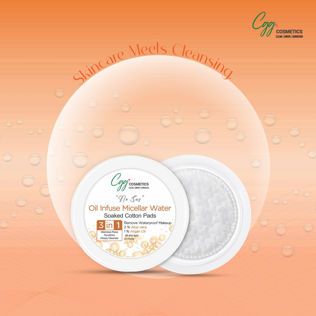 CGG Cosmetics Oil Infuse Micellar Cotton Pads (100) + Free Korean Makeup Remover Pads (Small)