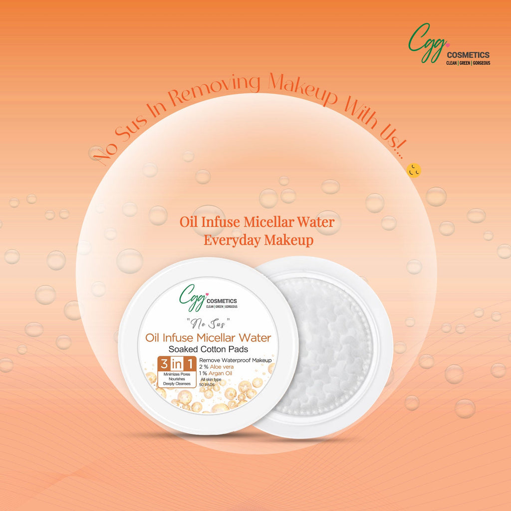 CGG Cosmetics Oil Infuse Micellar Cotton Pads (100) + Free Korean Makeup Remover Pads (Small)