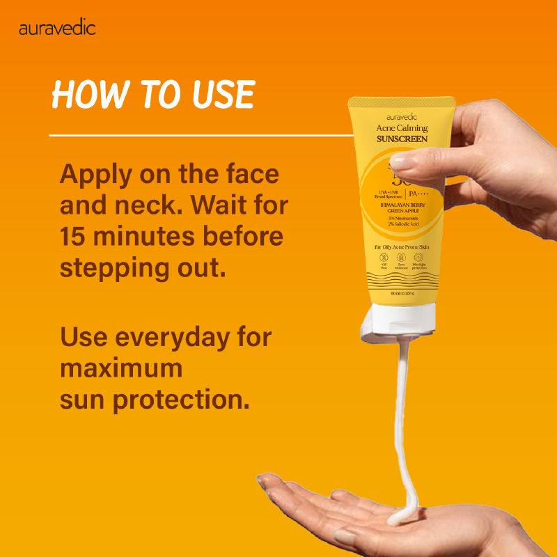 Auravedic Acne Sunscreen for Oily Skin Pore Minimizing Sunscreen SPF 50 PA ++++ Gotu kola