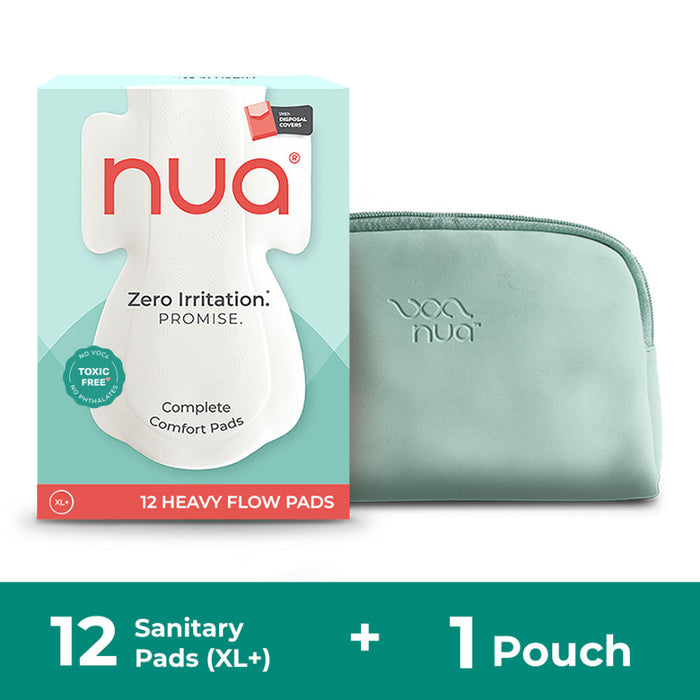 Nua Complete Comfort XL+ Sanitary Pads With Vegan Leather Pouch