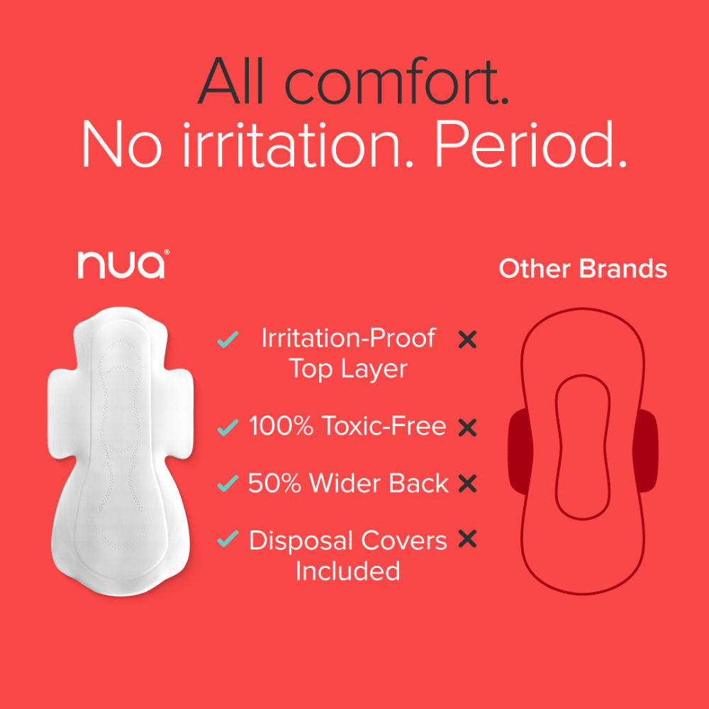 Nua Complete Comfort XL+ Sanitary Pads With Vegan Leather Pouch