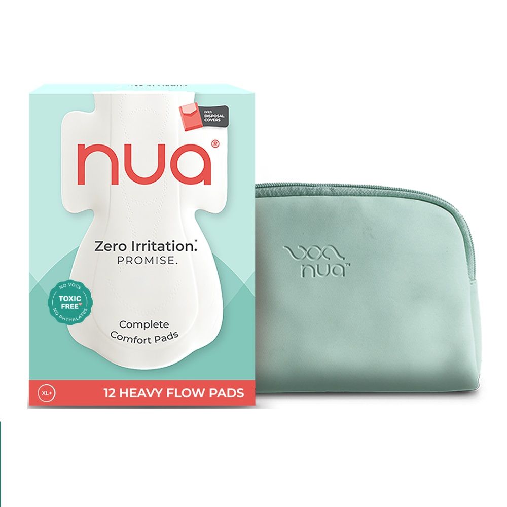 Nua Complete Comfort XL+ Sanitary Pads With Vegan Leather Pouch