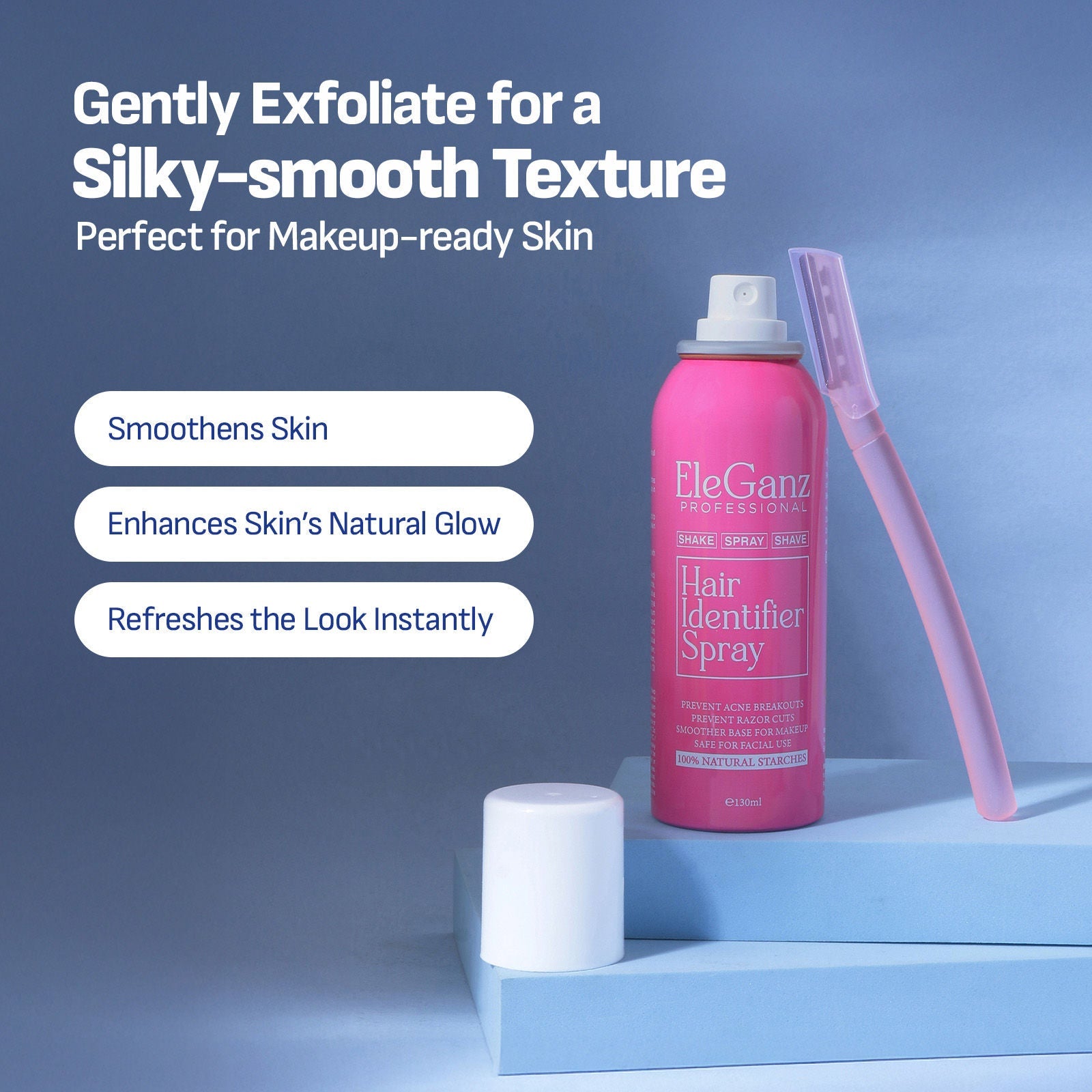Eleganz Professional Hair Identifier Spray For Face Hair Removal & Razor Coz - 100% Natural Starches