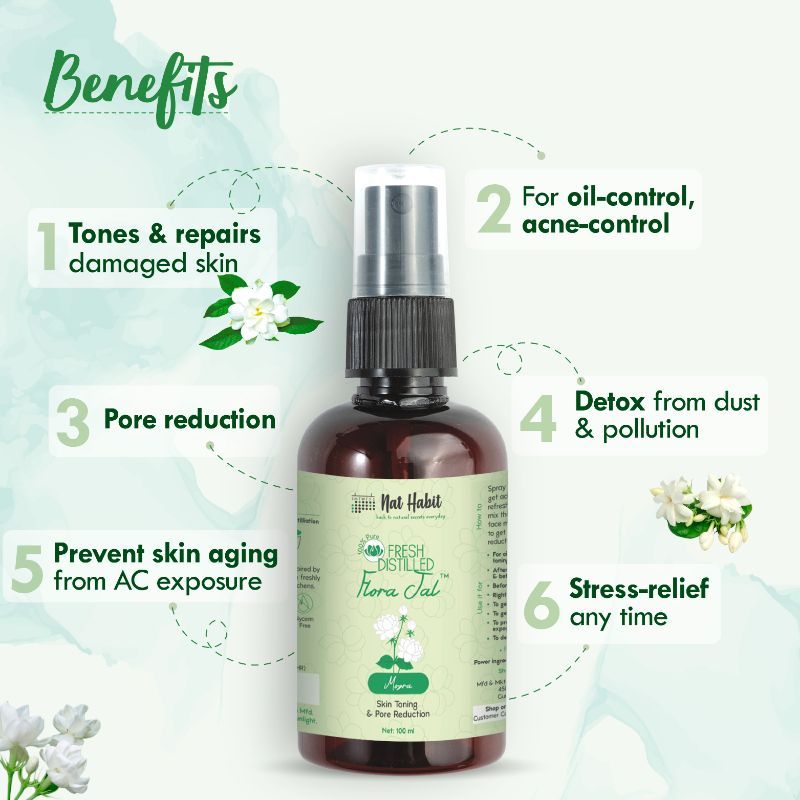 Nat Habit 100% Pure Mogra Jal- Mogra Water, Toner & Face Mist for Oil Control, Acne & Skin Hydration