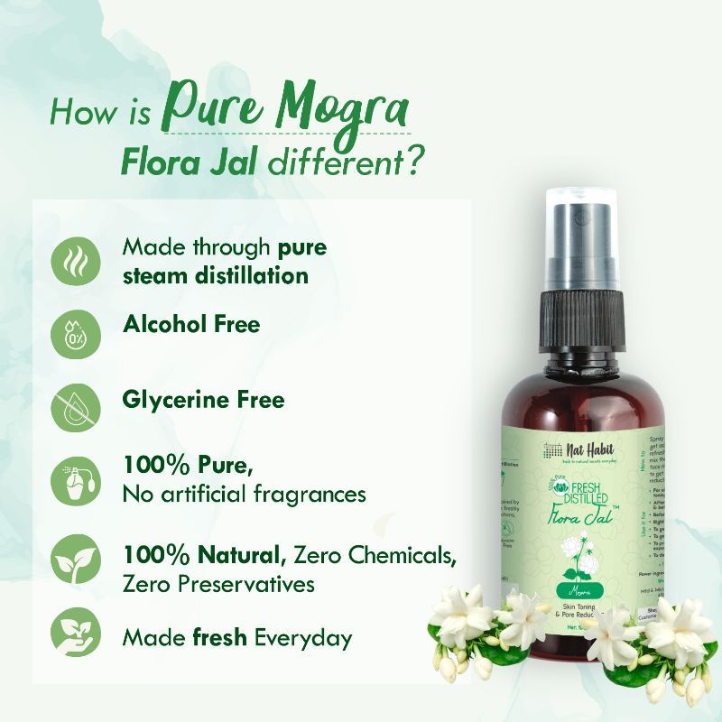 Nat Habit 100% Pure Mogra Jal- Mogra Water, Toner & Face Mist for Oil Control, Acne & Skin Hydration