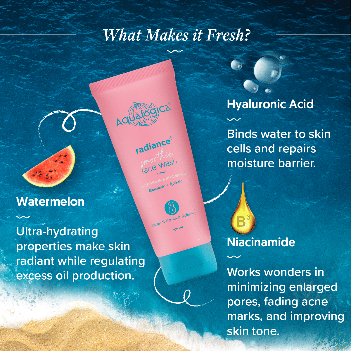 Aqualogica Radiance+ Smoothie Face Wash with Watermelon & Niacinamide