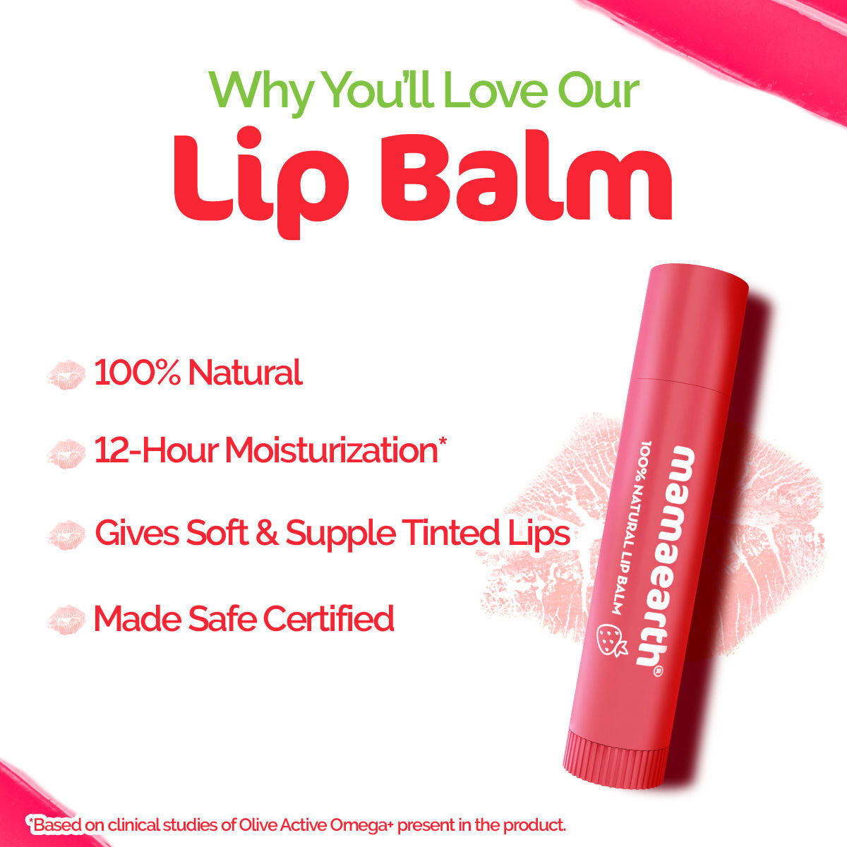 Mamaearth Nourishing Tinted Lip Balm with Vitamin E and Strawberry for 12 Hour Moisturization