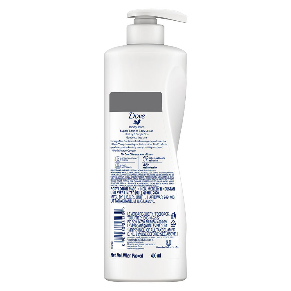 Dove Body Love Supple Bounce Body Lotion For Dry Skin Paraben Free