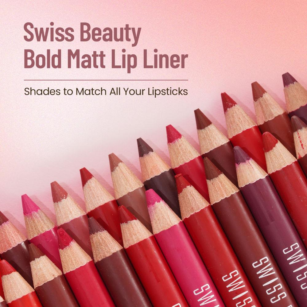 Swiss Beauty Bold Matt Lip Liner Pencil, Long-lasting , Matte Finish , Non-Drying