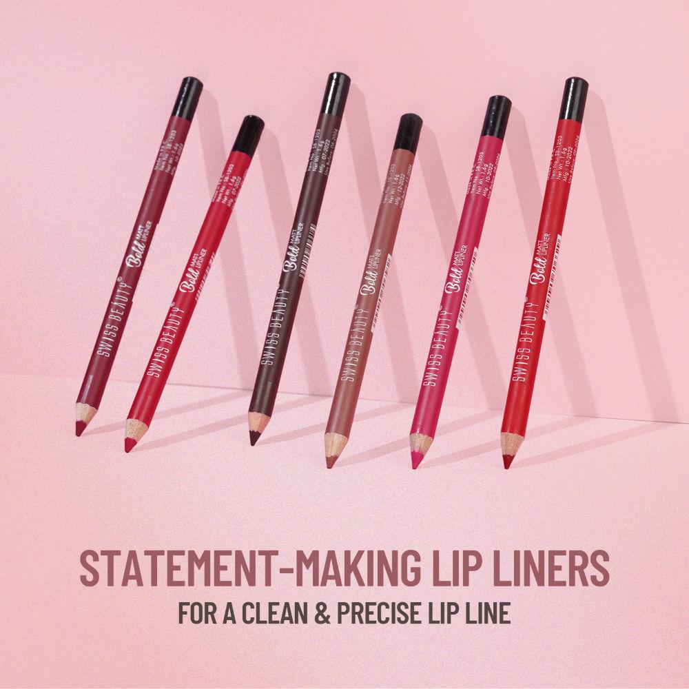 Swiss Beauty Bold Matt Lip Liner Pencil, Long-lasting , Matte Finish , Non-Drying