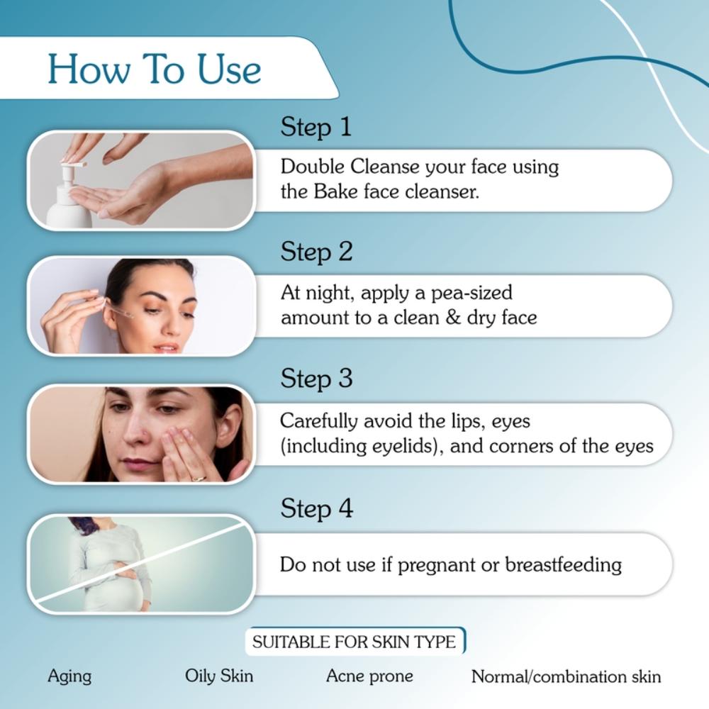 Bake 0.6% Retinol Serum For Anti Aging, Skin Tightening, Fine Lines & Wrinkles With 2% Multi Peptide