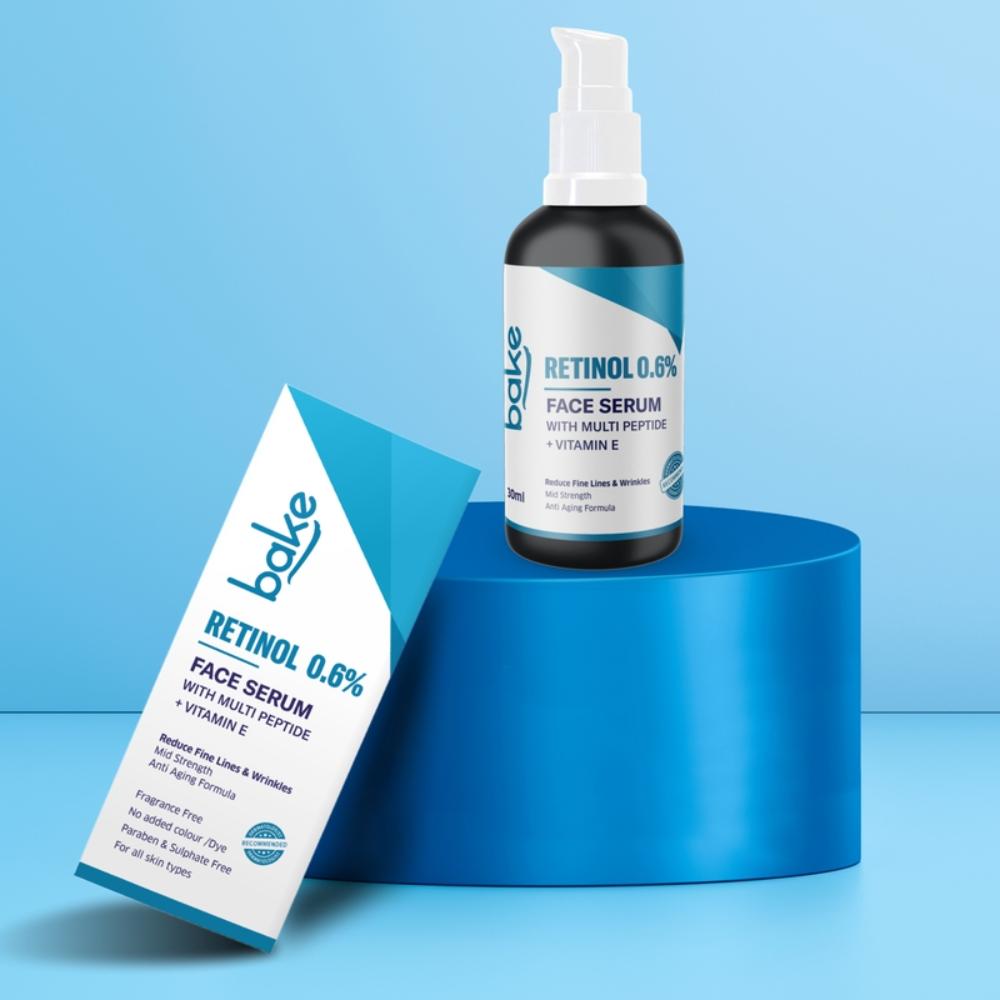 Bake 0.6% Retinol Serum For Anti Aging, Skin Tightening, Fine Lines & Wrinkles With 2% Multi Peptide