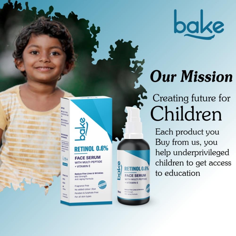 Bake 0.6% Retinol Serum For Anti Aging, Skin Tightening, Fine Lines & Wrinkles With 2% Multi Peptide