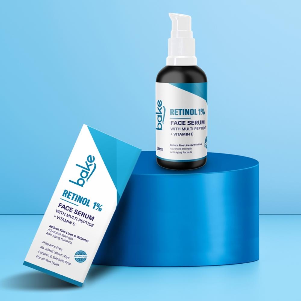 Bake 1% Retinol Serum For Anti Aging, Skin Tightening, Fine Lines & Wrinkles With 2% Multi Peptide