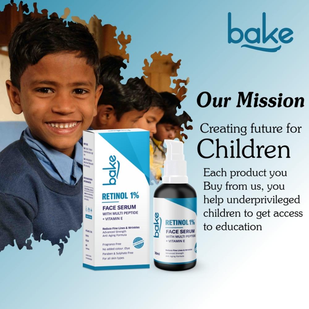 Bake 1% Retinol Serum For Anti Aging, Skin Tightening, Fine Lines & Wrinkles With 2% Multi Peptide