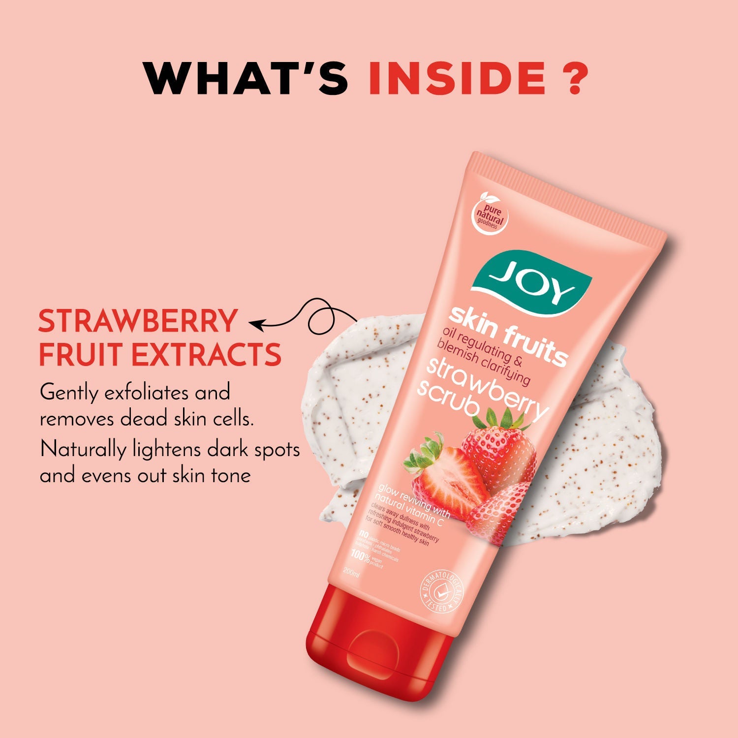 Joy Oil Control Strawberry Face & Body Scrub with Vitamin C for Oily Skin - Blackhead Removal