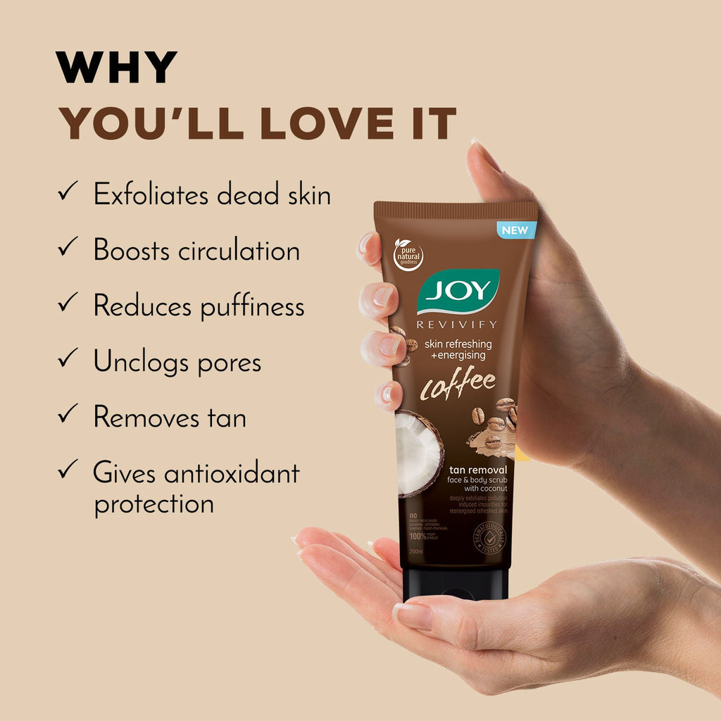 Joy Anti Pollution Exfoliating Coffee Face & Body Scrub For Men & Women