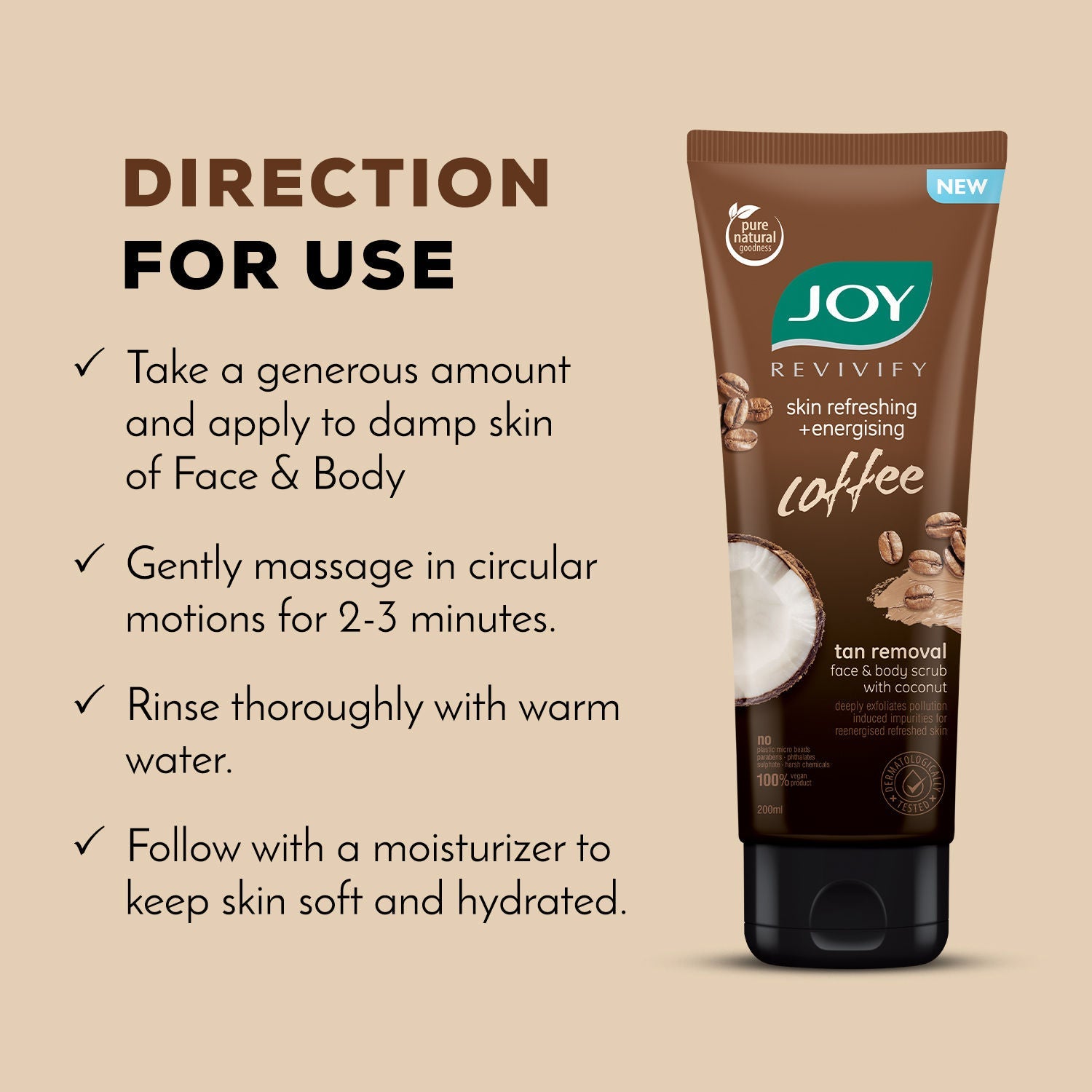 Joy Anti Pollution Exfoliating Coffee Face & Body Scrub For Men & Women