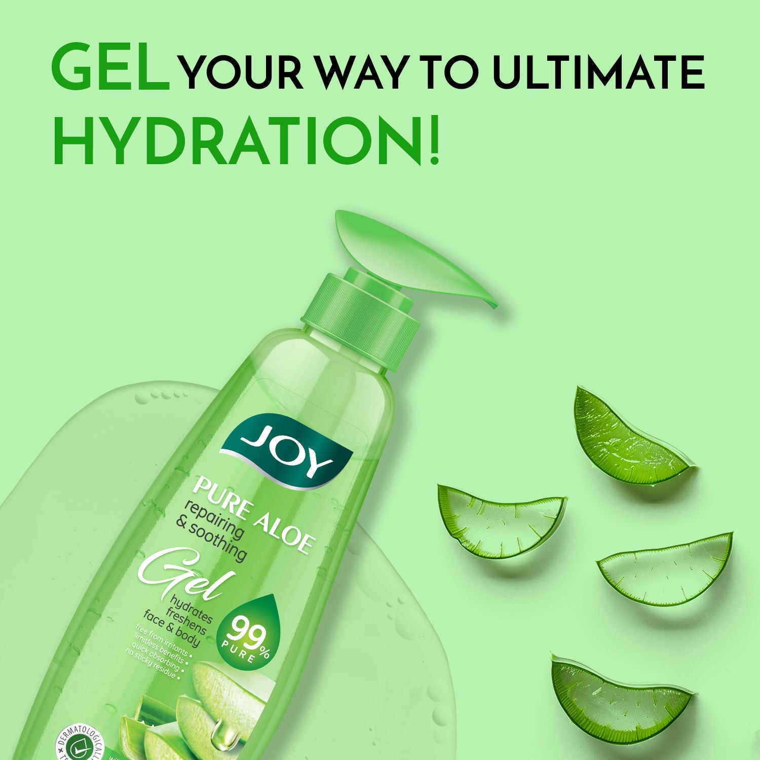 Joy 99% Pure Aloe Vera Gel For Face & Body For Repairing & Soothing Skin For All Day Freshness