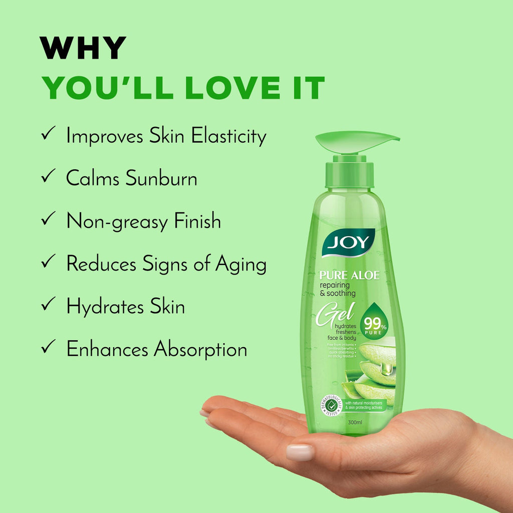Joy 99% Pure Aloe Vera Gel For Face & Body For Repairing & Soothing Skin For All Day Freshness