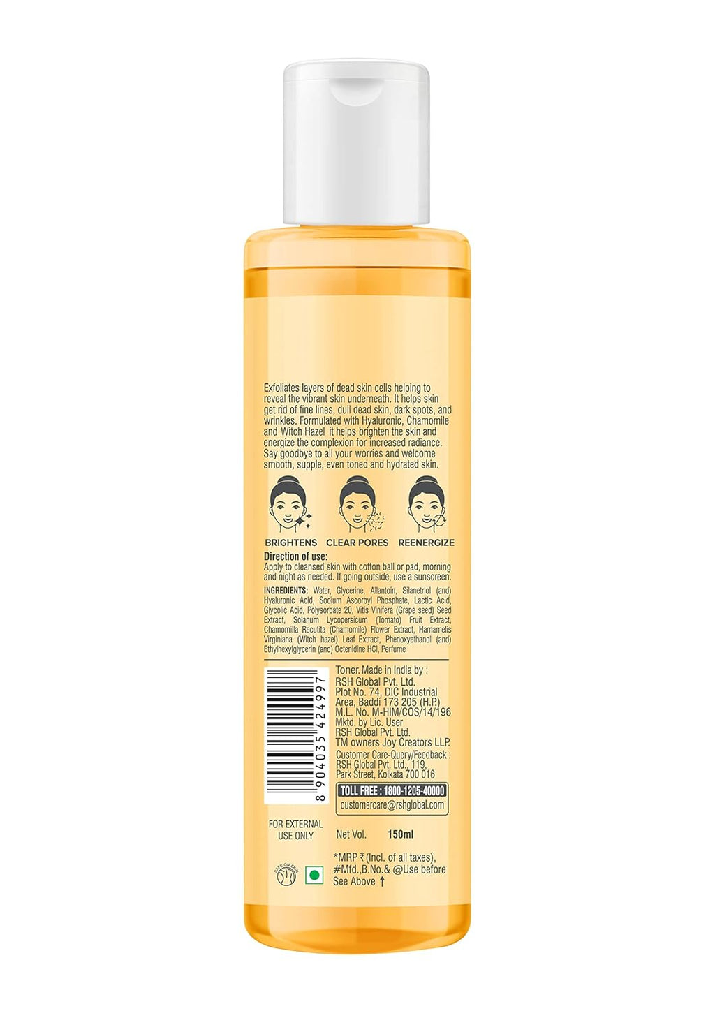 Joy Vitamin C Face Toner For Skin Brightening - pH Balanced, Alcohol Free & For All Skin Types