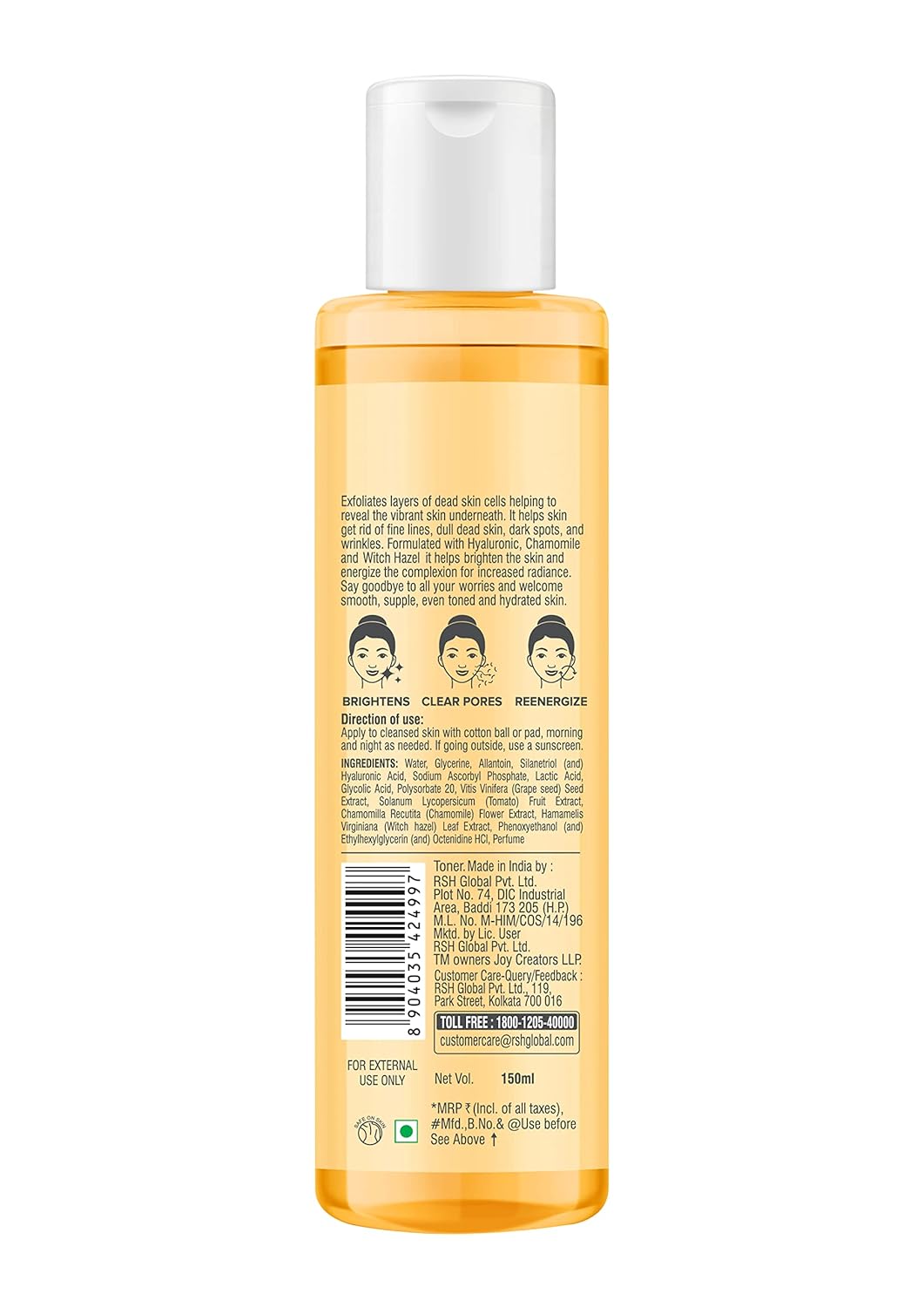 Joy Vitamin C Face Toner For Skin Brightening - pH Balanced, Alcohol Free & For All Skin Types