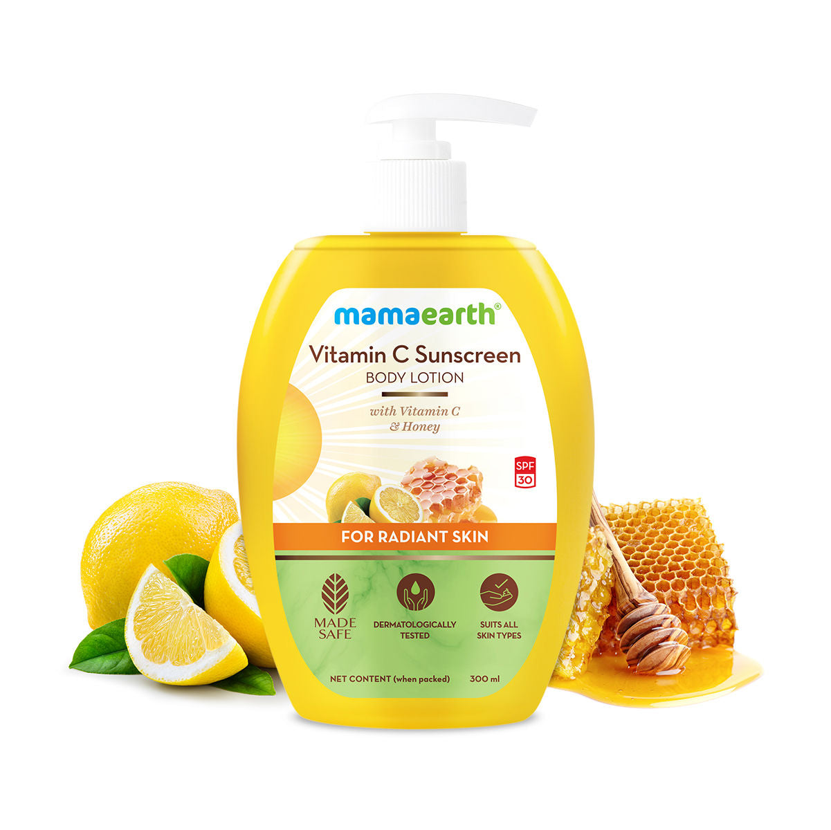 Mamaearth Vitamin C Sunscreen Body Lotion SPF 30 With Vitamin C & Honey For Radiant Skin