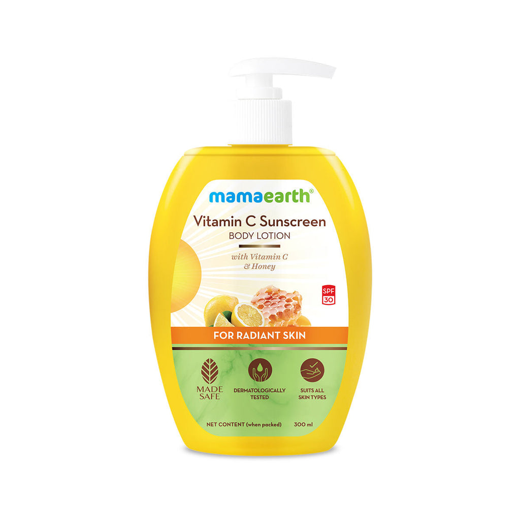 Mamaearth Vitamin C Sunscreen Body Lotion SPF 30 With Vitamin C & Honey For Radiant Skin