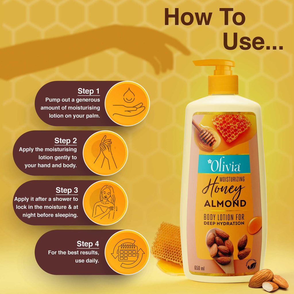 Olivia Honey Almond Moisturizer Body Lotion For Deep Hydration