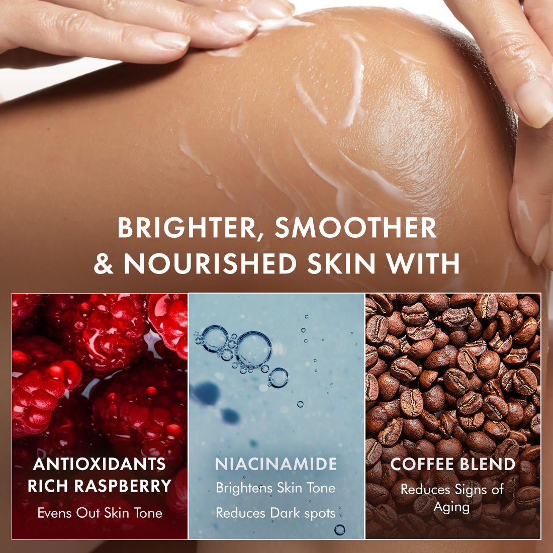 Mcaffeine Brightening Raspberry Rush Serum Body Lotion SPF 50 PA+++ With Niacinamide Non-Sticky