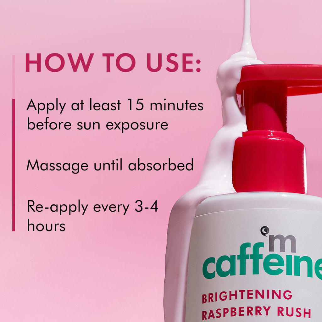 Mcaffeine Brightening Raspberry Rush Serum Body Lotion SPF 50 PA+++ With Niacinamide Non-Sticky