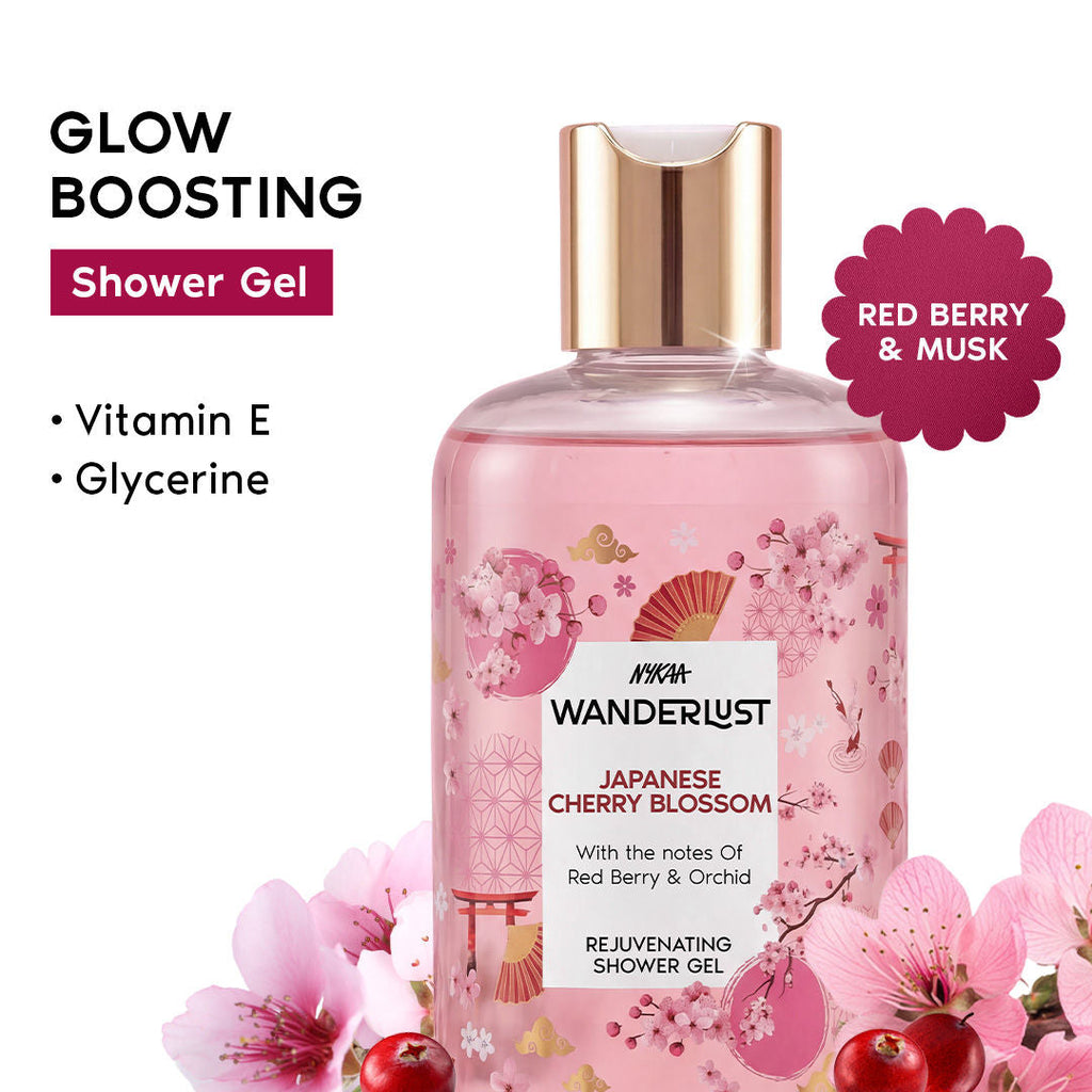 Nykaa Wanderlust Japanese Cherry Blossom Hydrating Shower Gel With Red Berry & Orchid