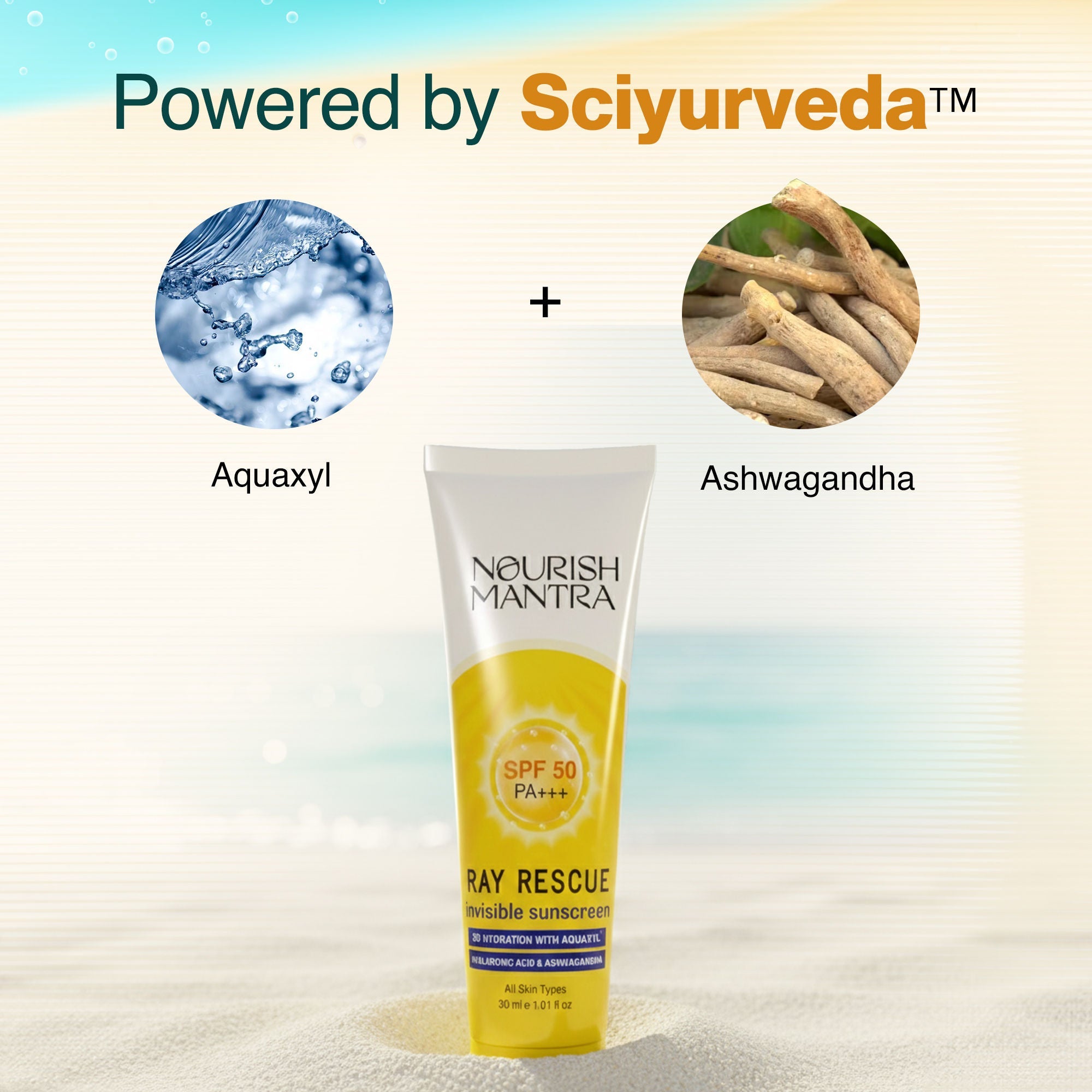 Nourish Mantra Ray Rescue Invisible Sunscreen with SPF 50 & Aquaxyl for UV Protection