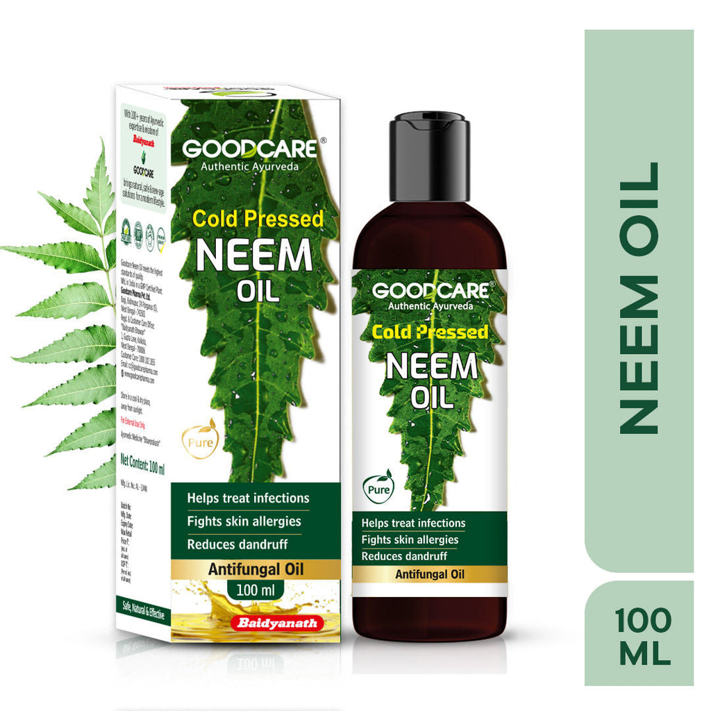GOODCARE Ayurvedic Cold Pressed Neem Oil for dandruff, scalp acne and clear skin and hair care
