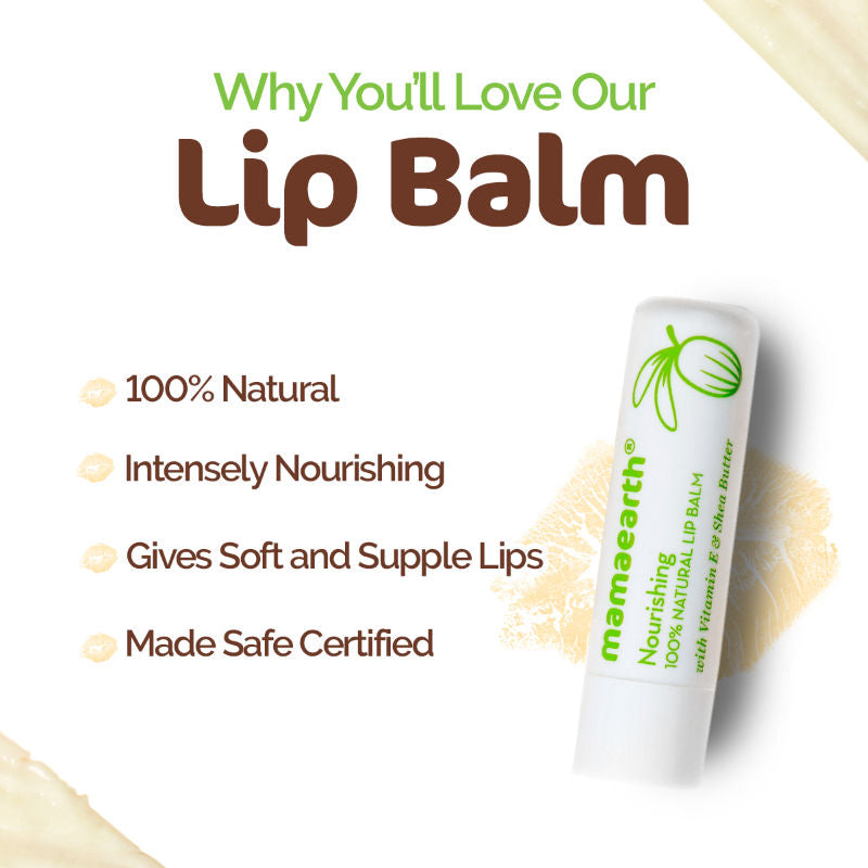 Mamaearth Nourishing Natural Lip Balm with Vitamin E and Shea Butter for 12 Hour Moisturization