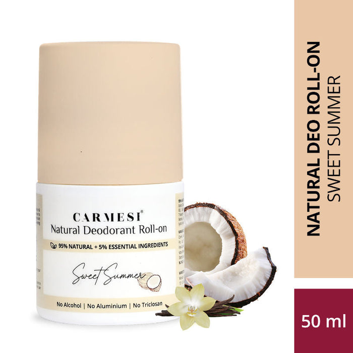 Carmesi Natural Underarms Roll On Deodorant For Women - Sweet Summer, No Alcohol Or Aluminium