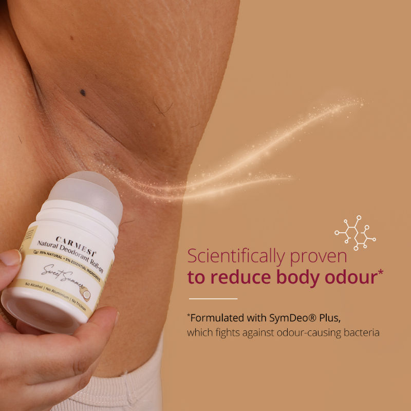 Carmesi Natural Underarms Roll On Deodorant For Women - Sweet Summer, No Alcohol Or Aluminium