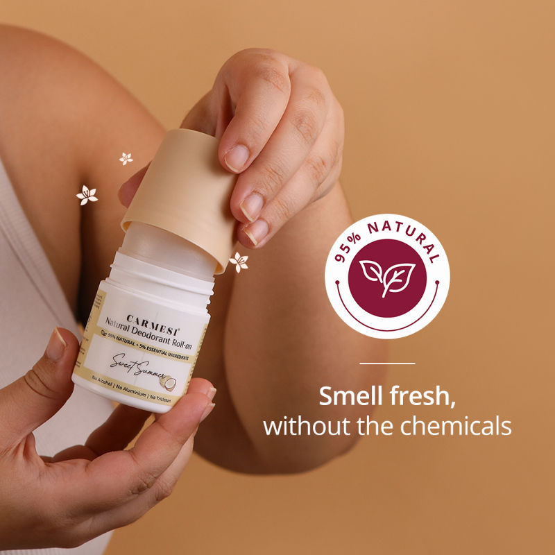 Carmesi Natural Underarms Roll On Deodorant For Women - Sweet Summer, No Alcohol Or Aluminium
