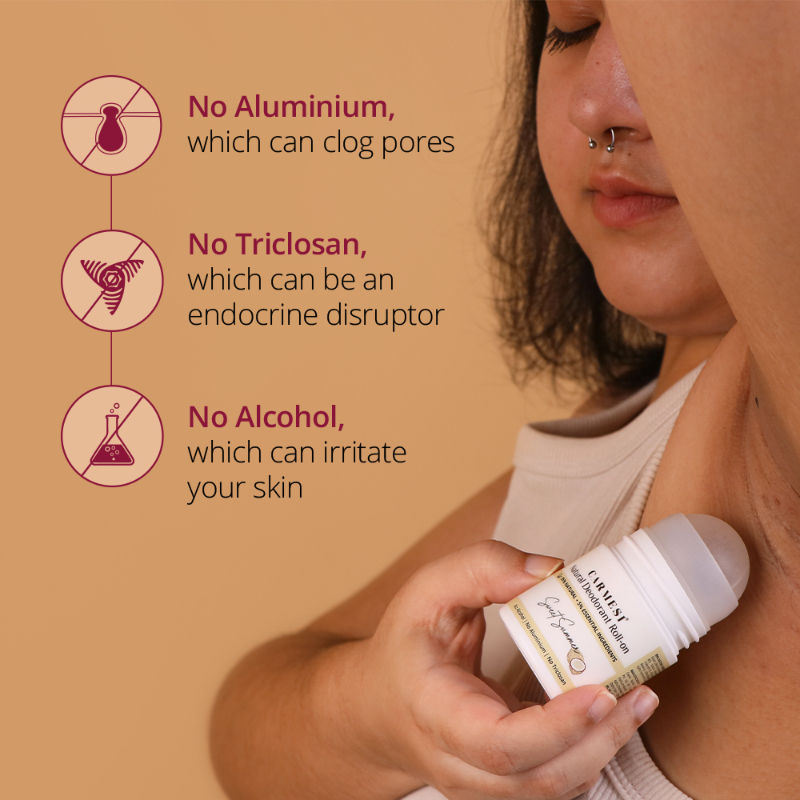 Carmesi Natural Underarms Roll On Deodorant For Women - Sweet Summer, No Alcohol Or Aluminium